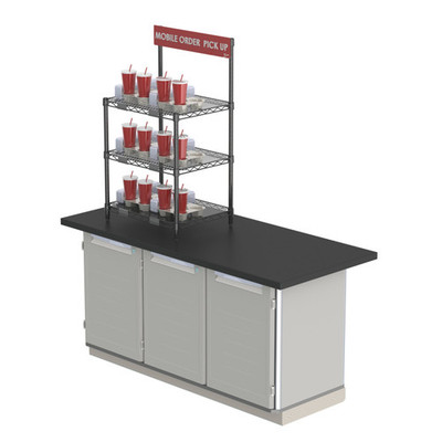 Metro CR1824TG3B 24.25" W x 18" D Shelves Black Epoxy Coated Steel Countertop To-Go Order Pick-Up Station with Sign