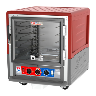 Metro C533-CLFC-U C5 3 Series Red Undercounter Insulated Heated Holding & Proofing Cabinet with Clear Door and Universal Wire Slides - 120 Volts