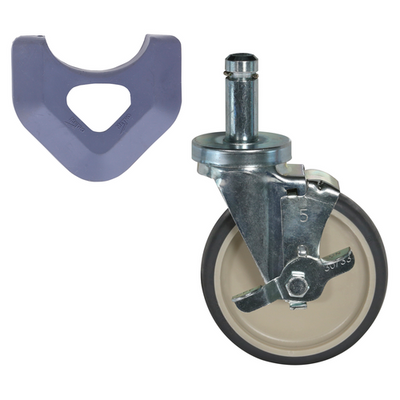 Metro N5MFTPBX 5" Dia. Chromate Plated MetroMax Stem Caster for Swivel with Brake