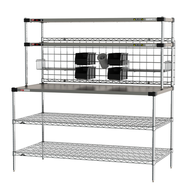 Metro CRHSP-3060 60" W x 30.75" D Stainless Steel Prep Workstation with Overhead Heated Shelves - 120 Volts