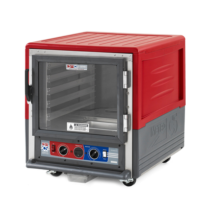 Metro C533-CLFC-L C5 3 Series Red Undercounter Insulated Heated Holding & Proofing Cabinet with Clear Door and Lip Load Slides - 120 Volts