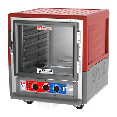 Metro C533-CLFC-L C5 3 Series Red Undercounter Insulated Heated Holding & Proofing Cabinet with Clear Door and Lip Load Slides - 120 Volts