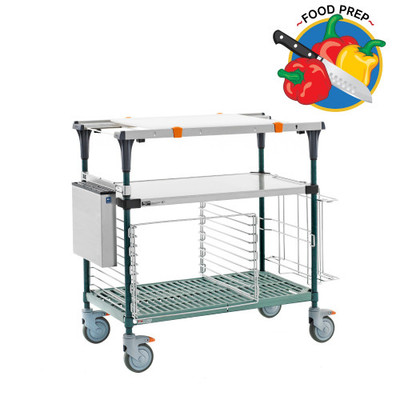 Metro MS1848-FSPR-PK2 50" W x 19.4" D x 39.13" H Solid Stainless Steel PrepMate MultiStation with PrepMate Kit #2