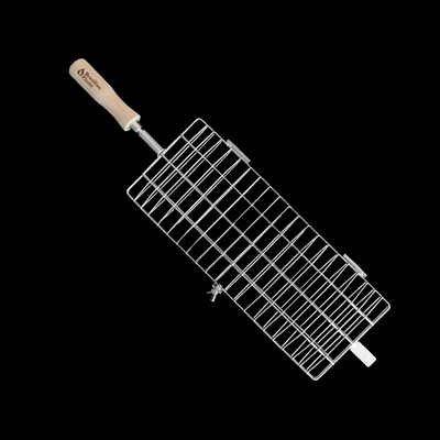 Skyfood AC-0013 13.7&quot; L Stainless Steel Fish Brazilian Flame Grill Basket