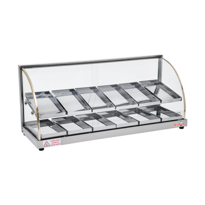 Skyfood FWDE2-37 36.63" W 2 Shelves Tempered Curved Front Glass Countertop Economy Line Heated Deli Display Case - 110 Volts