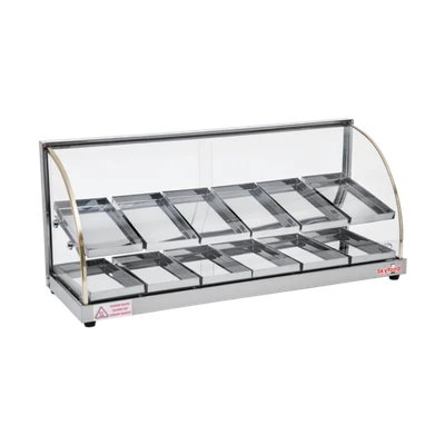 Skyfood FWDE2-37 36.63" W 2 Shelves Tempered Curved Front Glass Countertop Economy Line Heated Deli Display Case - 110 Volts