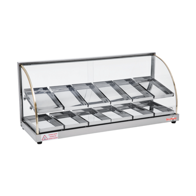 Skyfood FWDE2-37 36.63" W 2 Shelves Tempered Curved Front Glass Countertop Economy Line Heated Deli Display Case - 110 Volts