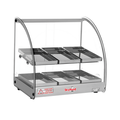 Skyfood FWD2-18G 18.5" W Gray Stainless Steel Base Curved Glass Food Warmer Display Case - 120 Volts