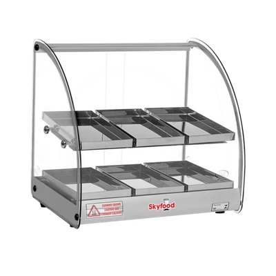 Skyfood FWD2-18G 18.5" W Gray Stainless Steel Base Curved Glass Food Warmer Display Case - 120 Volts