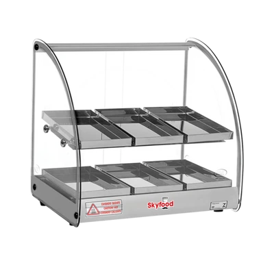 Skyfood FWD2-18G 18.5" W Gray Stainless Steel Base Curved Glass Food Warmer Display Case - 120 Volts