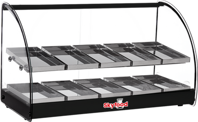 Skyfood FWD2-30BL 30.3" W Gray Stainless Steel Base Curved Glass Food Warmer Display Case - 120 Volts