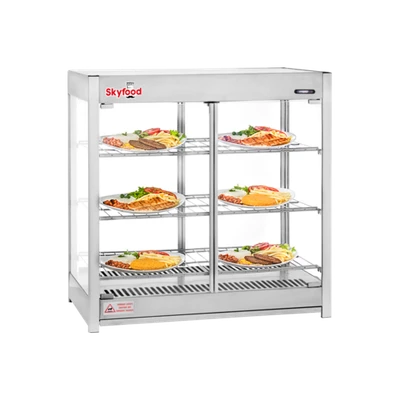 Skyfood HMC-PT 31.5" W 3 Shelves Countertop Steam Line Heated Merchandiser Cabinet - 110 Volts