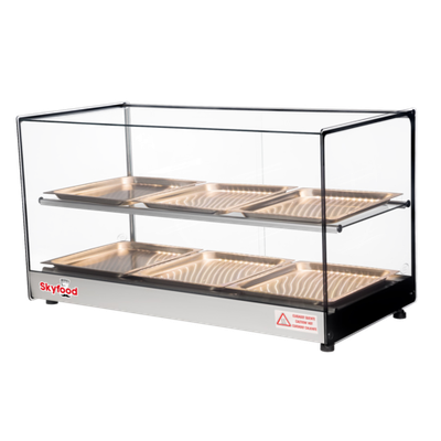 Skyfood FWDS2-33-6P 33" W 2 Shelves Tempered Straight Front Glass Countertop Food Warmer Display Case - 120 Volts