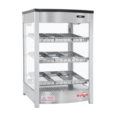 Skyfood FWD3S9P 18.88" W 3 Shelves Tempered Straight Front Glass Countertop Steam Line Food Warmer Display Case - 120 Volts