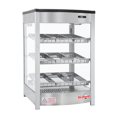 Skyfood FWD3S9P 18.88" W 3 Shelves Tempered Straight Front Glass Countertop Steam Line Food Warmer Display Case - 120 Volts