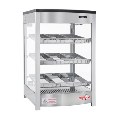 Skyfood FWD3S9P 18.88" W 3 Shelves Tempered Straight Front Glass Countertop Steam Line Food Warmer Display Case - 120 Volts