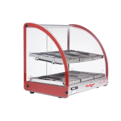 Skyfood FWD2-18R 18.5" W Red Stainless Steel Base Curved Glass Food Warmer Display Case - 120 Volts