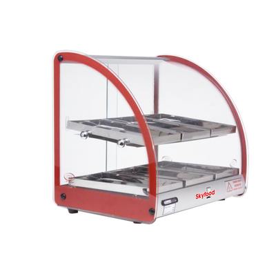 Skyfood FWD2-18R 18.5" W Red Stainless Steel Base Curved Glass Food Warmer Display Case - 120 Volts