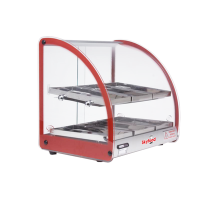 Skyfood FWD2-18R 18.5" W Red Stainless Steel Base Curved Glass Food Warmer Display Case - 120 Volts