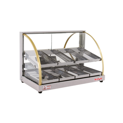 Skyfood FWDE2-25 24.75" W 2 Shelves Tempered Curved Front Glass Countertop Economy Line Heated Deli Display Case - 110 Volts