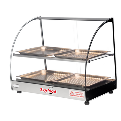Skyfood FWD2-22-4P 22.5" W Stainless Steel Base Curved Glass Food Warmer Display Case - 120 Volts