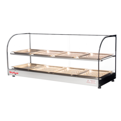 Skyfood FWDC2-43-8P 43.31" W 2 Shelves Tempered Curved Front Glass Countertop Food Warmer Display Case - 120 Volts