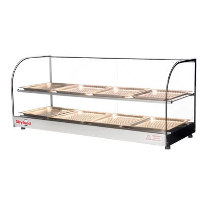 Skyfood FWDC2-43-8P 43.31" W 2 Shelves Tempered Curved Front Glass Countertop Food Warmer Display Case - 120 Volts