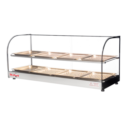 Skyfood FWDC2-43-8P 43.31" W 2 Shelves Tempered Curved Front Glass Countertop Food Warmer Display Case - 120 Volts