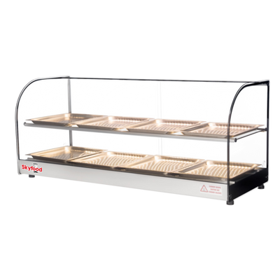 Skyfood FWDC2-43-8P 43.31" W 2 Shelves Tempered Curved Front Glass Countertop Food Warmer Display Case - 120 Volts