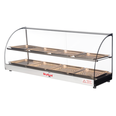 Skyfood FWD2-43-8P 43.31" W Stainless Steel Base Curved Glass Food Warmer Display Case - 120 Volts