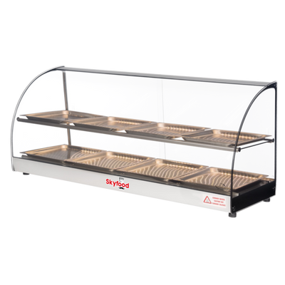 Skyfood FWD2-43-8P 43.31" W Stainless Steel Base Curved Glass Food Warmer Display Case - 120 Volts