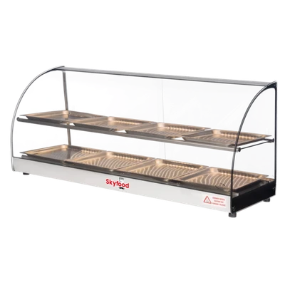 Skyfood FWD2-43-8P 43.31" W Stainless Steel Base Curved Glass Food Warmer Display Case - 120 Volts