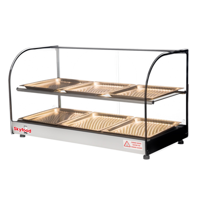 Skyfood FWDC2-33-6P 33" W 2 Shelves Tempered Curved Front Glass Countertop Food Warmer Display Case - 120 Volts