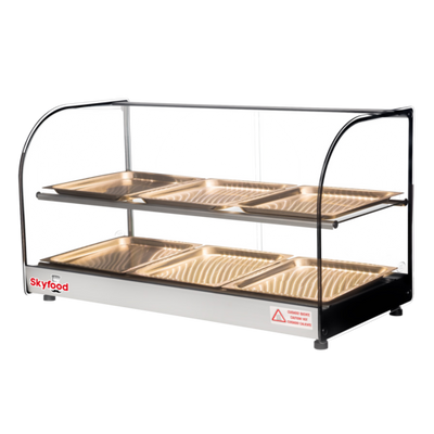 Skyfood FWDC2-33-6P 33" W 2 Shelves Tempered Curved Front Glass Countertop Food Warmer Display Case - 120 Volts