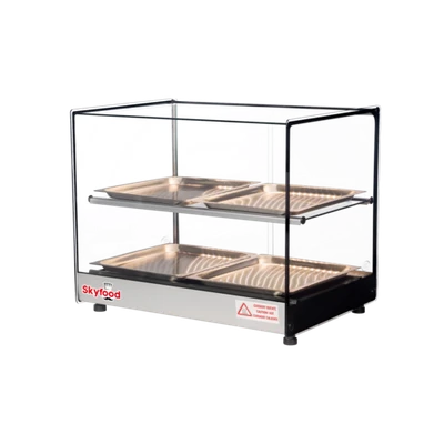 Skyfood FWDS2-22-4P 22.5" W 2 Shelves Tempered Straight Front Glass Countertop Food Warmer Display Case - 120 Volts