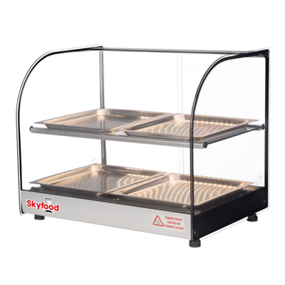 Skyfood FWDC2-22-4P 22.5" W 2 Shelves Tempered Curved Front Glass Countertop Food Warmer Display Case - 120 Volts