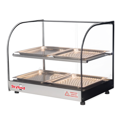 Skyfood FWDC2-22-4P 22.5" W 2 Shelves Tempered Curved Front Glass Countertop Food Warmer Display Case - 120 Volts