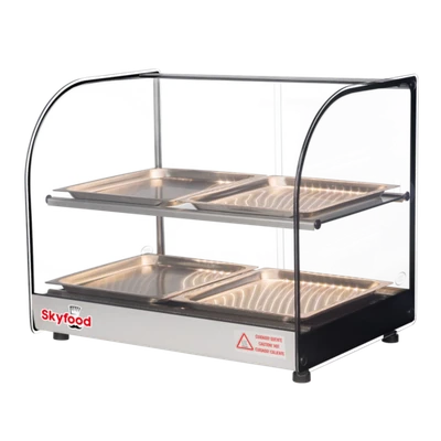 Skyfood FWDC2-22-4P 22.5" W 2 Shelves Tempered Curved Front Glass Countertop Food Warmer Display Case - 120 Volts