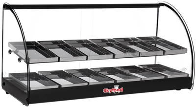 Skyfood FWD2-36BL 36.25" W Gray Stainless Steel Base Curved Glass Food Warmer Display Case - 120 Volts
