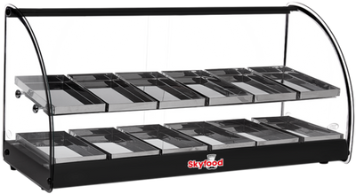 Skyfood FWD2-36BL 36.25" W Gray Stainless Steel Base Curved Glass Food Warmer Display Case - 120 Volts