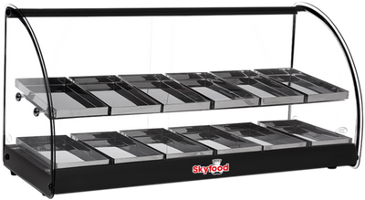 Skyfood FWD2-36BL 36.25" W Gray Stainless Steel Base Curved Glass Food Warmer Display Case - 120 Volts