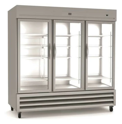Kelvinator KCHRI81R3GDR 83.75" W Stainless Steel Glass Door Reach-In Refrigerator - 120 Volts