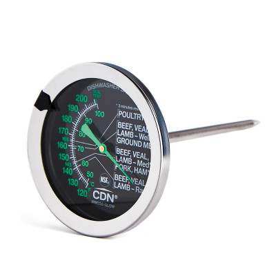 CDN IRM200-GLOW 5" Stem Stainless Steel Dial Type Meat or Poultry Ovenproof Thermometer