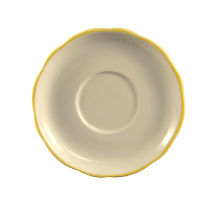 CAC China SC-2G 6" Dia. Gold Band and American White Ceramic Round Seville Saucer (3 Dozen Per Case)
