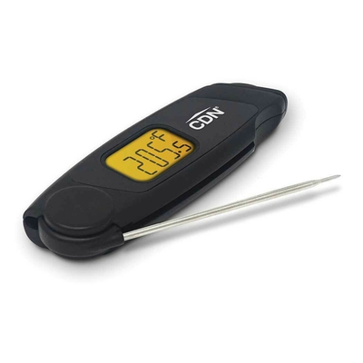 CDN TCTW572 4.33&quot; Probe Black Stainless Steel with Backlit in Amber Water Folding Thermocouple Thermometer