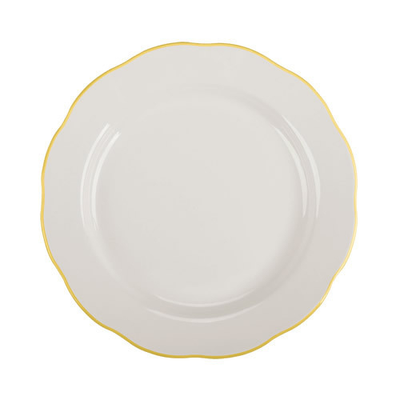 CAC China SC-9G 9" Dia. Gold Band and American White Ceramic Round Seville Plate (2 Dozen Per Case)