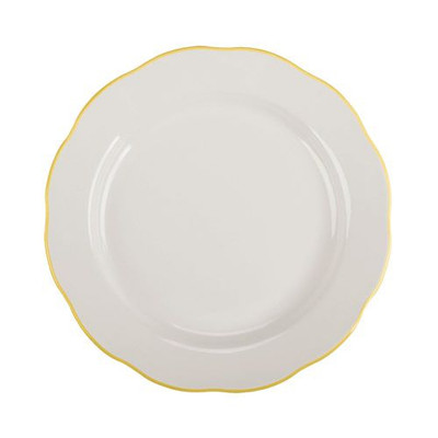 CAC China SC-9G 9" Dia. Gold Band and American White Ceramic Round Seville Plate (2 Dozen Per Case)