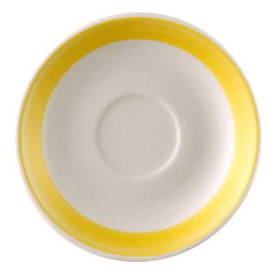 CAC China R-36-Y 4.5" Dia. American White Ceramic Round Rainbow Saucer (3 Dozen Per Case)