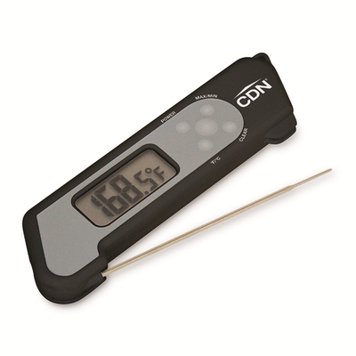 CDN TCT572-BK 4.25" Probe Black Stainless Steel with Backlit in Blue Folding Thermocouple Thermometer