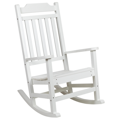 Flash Furniture JJ-C14703-WH-GG White Polystyrene Faux Wood Rocking Chair